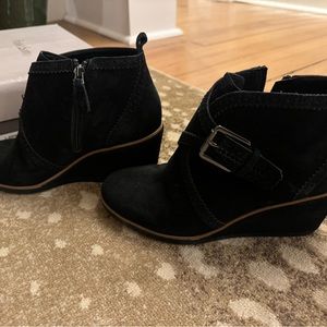 Franco Sarto black suede wedge bootie